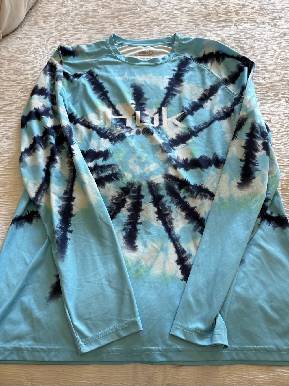Huk Blue & Black Tie-Dye Long Sleeve Performance Shirt